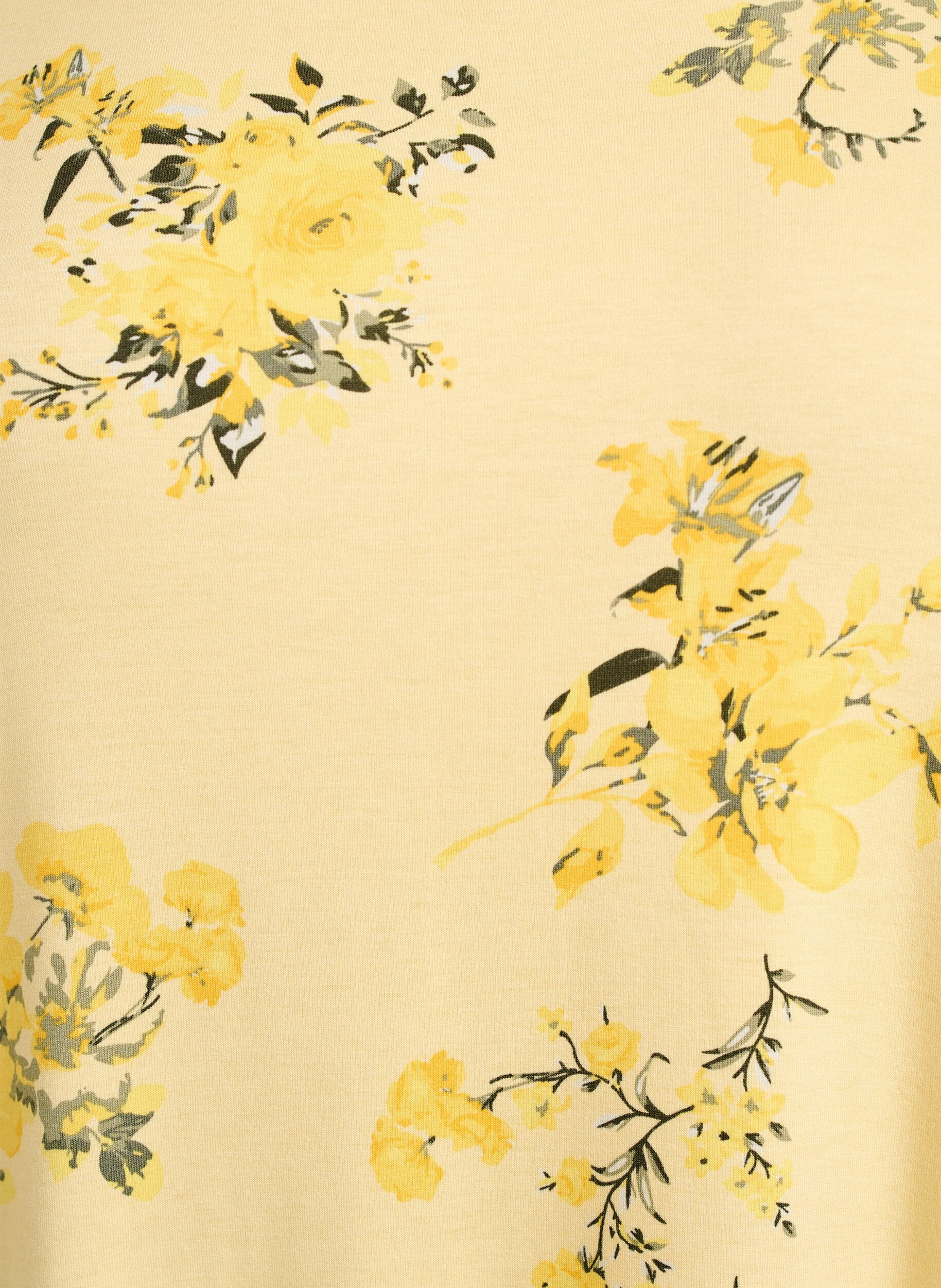Zizzi T-shirt avec imprim&eacute; floral, Jaune clair, Packshot image number 2