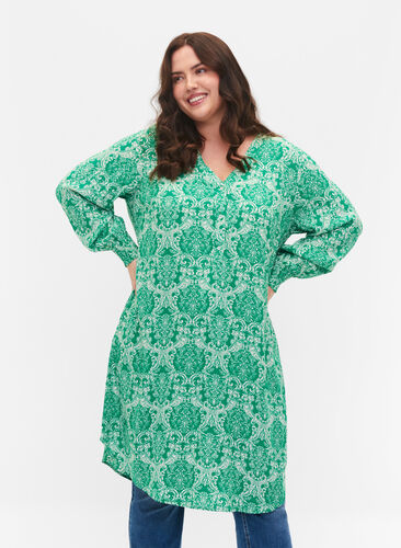 Robe imprimée en viscose, Jolly Green Oriental, Model image number 0
