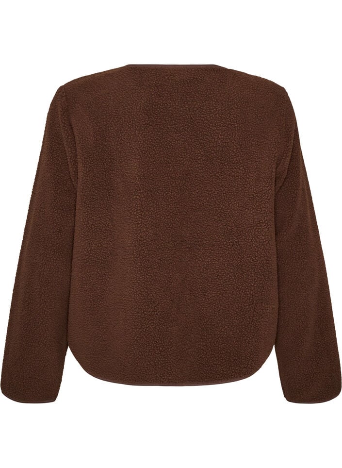 Teddyjack met een ronde hals en knopen, Bruin, Packshot image number 1