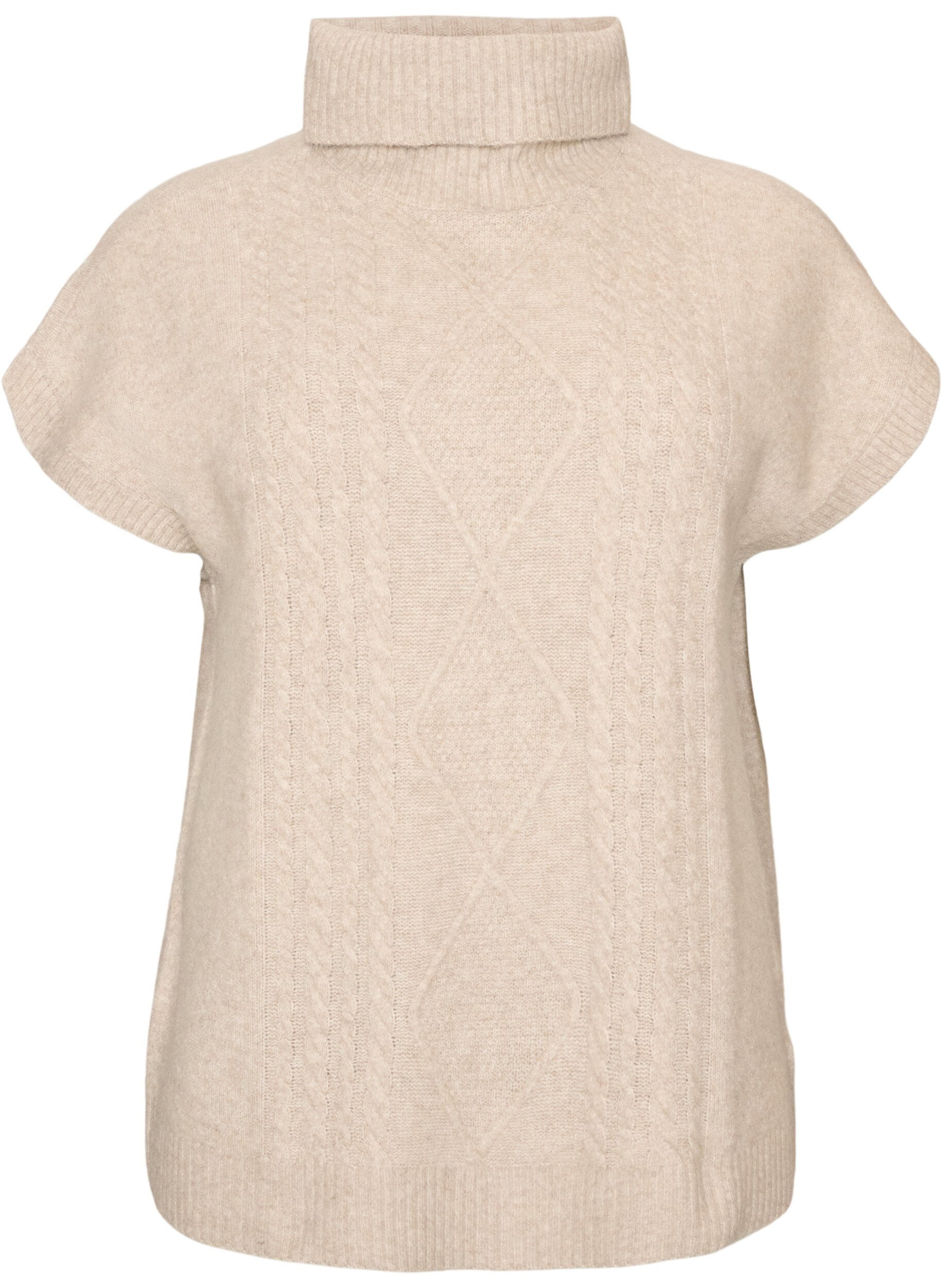 ZizziD&eacute;bardeur en maille torsad&eacute;e avec col roul&eacute;, Beige, Packshot image number 0