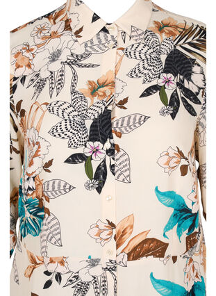 Robe chemise en viscose à imprimé floral, Brown Flower AOP, Packshot image number 2