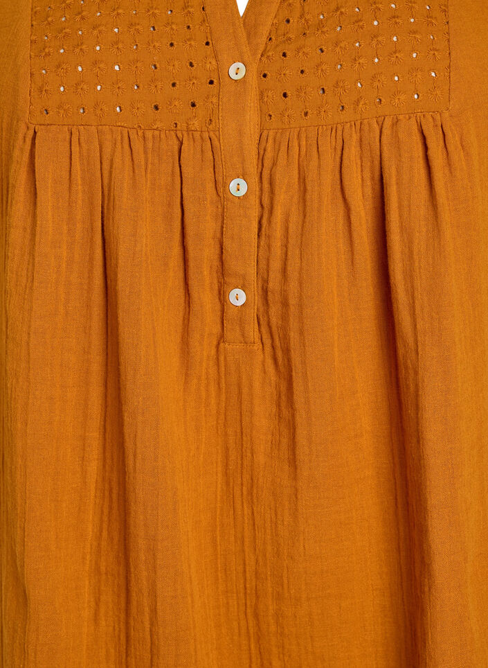 Tunique en mousseline de coton avec broderie anglaise, Orange, Packshot image number 2