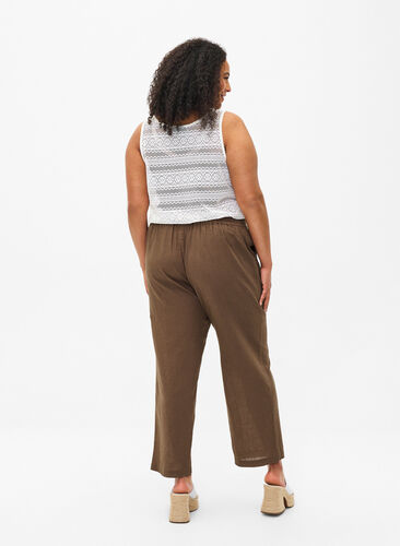 Pantalon ample en lin et coton mélangés, Cub, Model image number 1