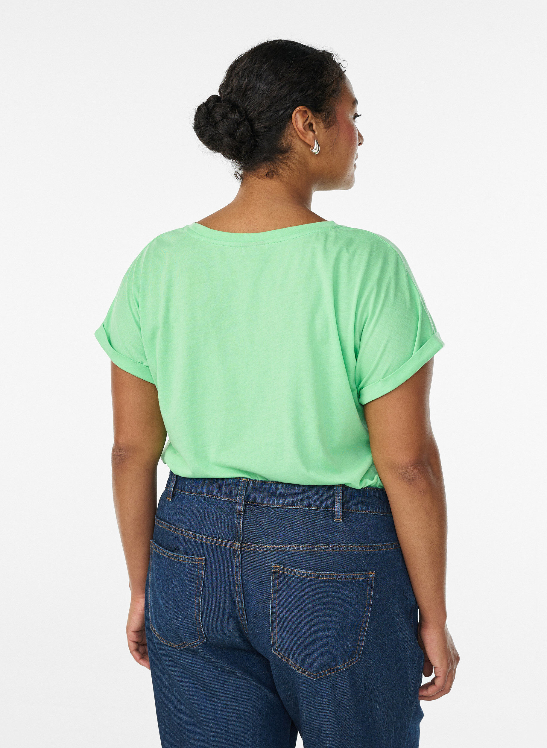 ZizziT-shirt met korte mouwen van katoenmix, Groen, Model image number 2