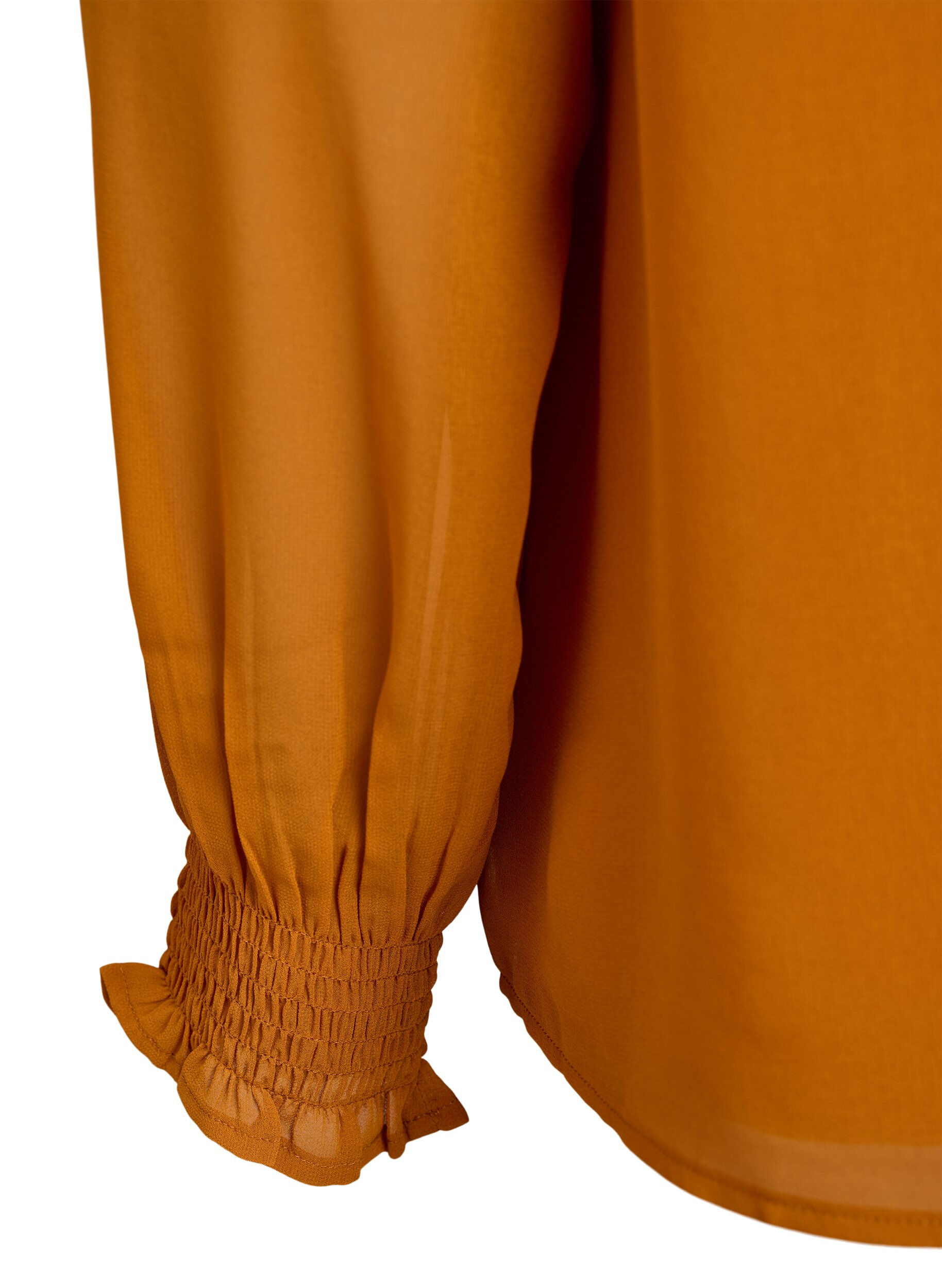 ZizziBlouse met doorschijnende mouwen en smockdetails, Oranje, Packshot image number 3