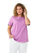 T-shirt en coton biologique avec broderie ajour&eacute;e, Violet, Model image number 1