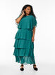 Maxi jurk met ruches en afneembare cape, Groen, Model image number 4