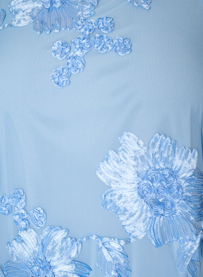 Meshjurk met bloemenapplicaties, Blauw, Packshot image number 2