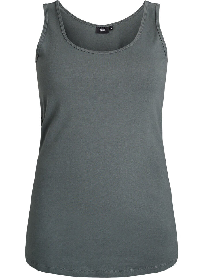 Effen basic top in katoen, Groen, Packshot image number 0
