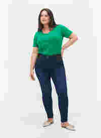 Super slim Amy jeans met elastiek in de taille, Dark blue, Model