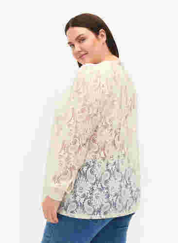 Kanten blouse met franje, Off White, Model image number 1