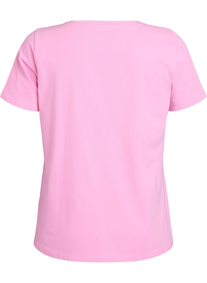 Basic effen katoenen t-shirt, Roze, Packshot image number 1