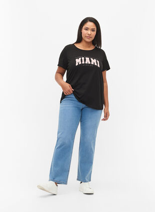 T-shirt en coton avec imprimé, Black MIAMI, Model image number 2