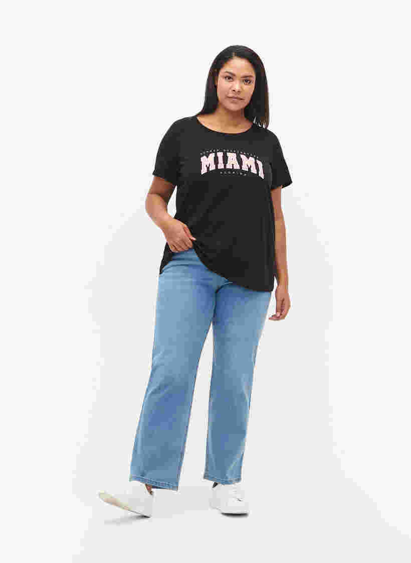 T-shirt en coton avec imprimé, Black MIAMI, Model image number 2