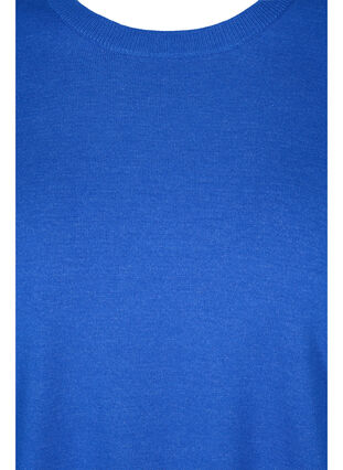 Gebreide top met ribboord en splitje, Dazzling Blue Mel., Packshot image number 2