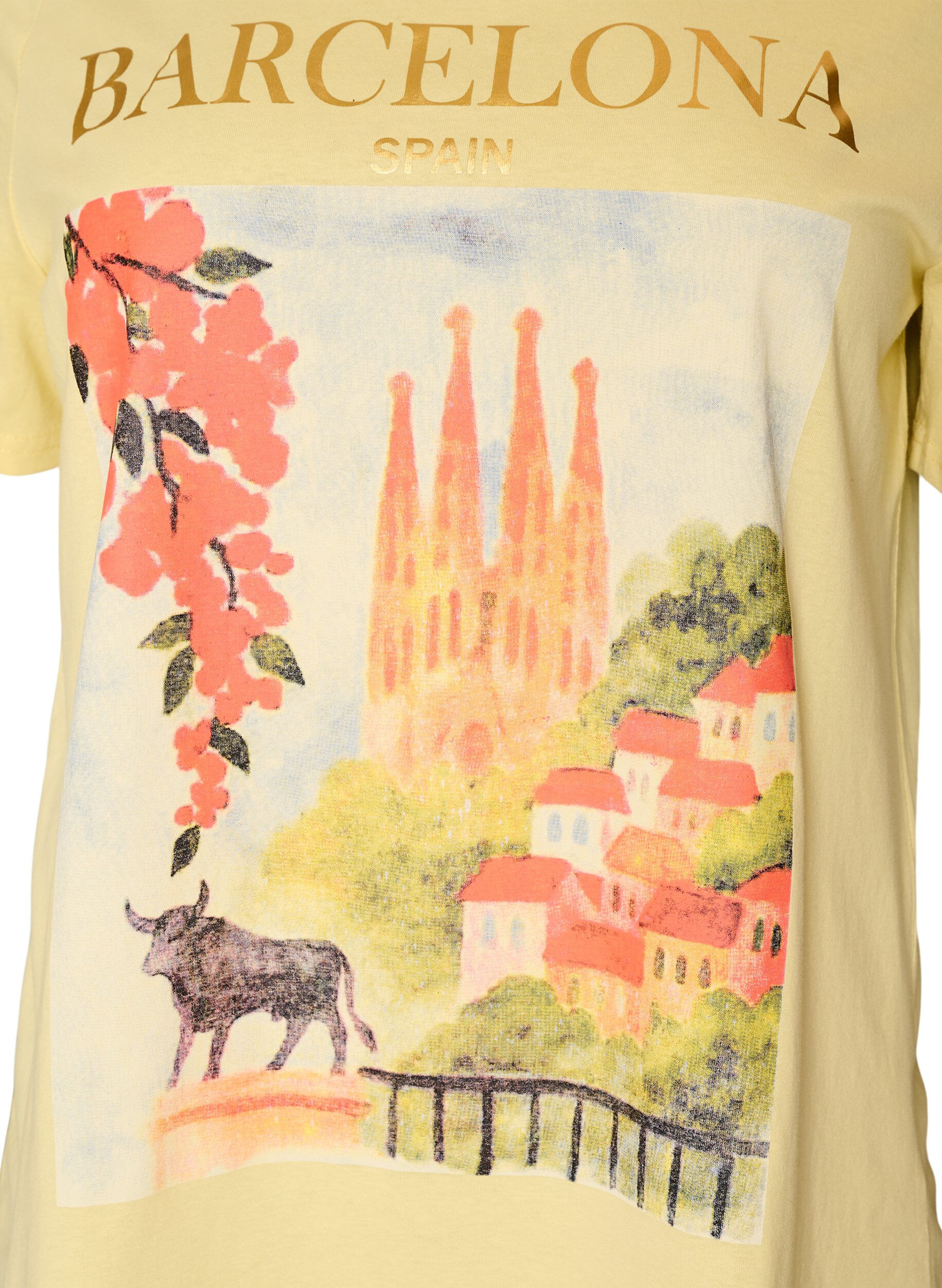 ZizziT-shirt en coton avec imprim&eacute;, Jaune clair, Packshot image number 2