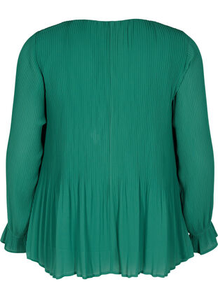 Geplooide blouse met v-hals, Evergreen, Packshot image number 1