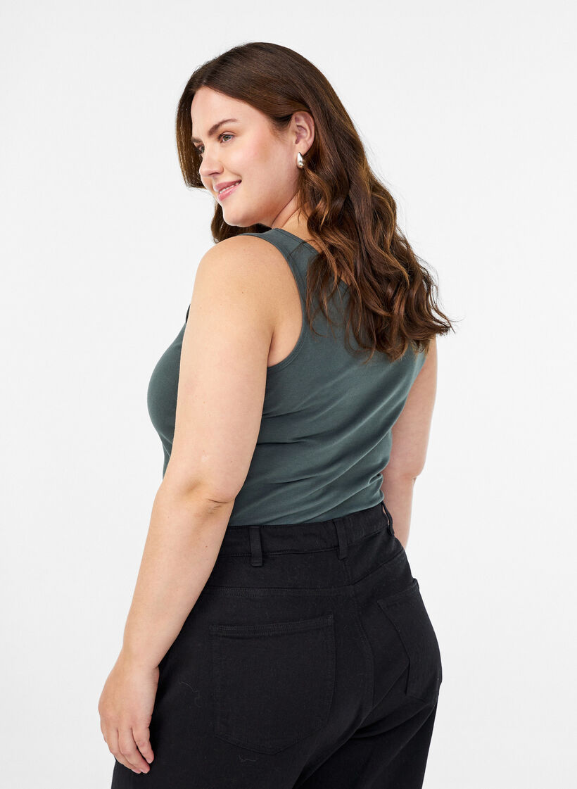 Effen basic top in katoen, Groen, Model image number 2