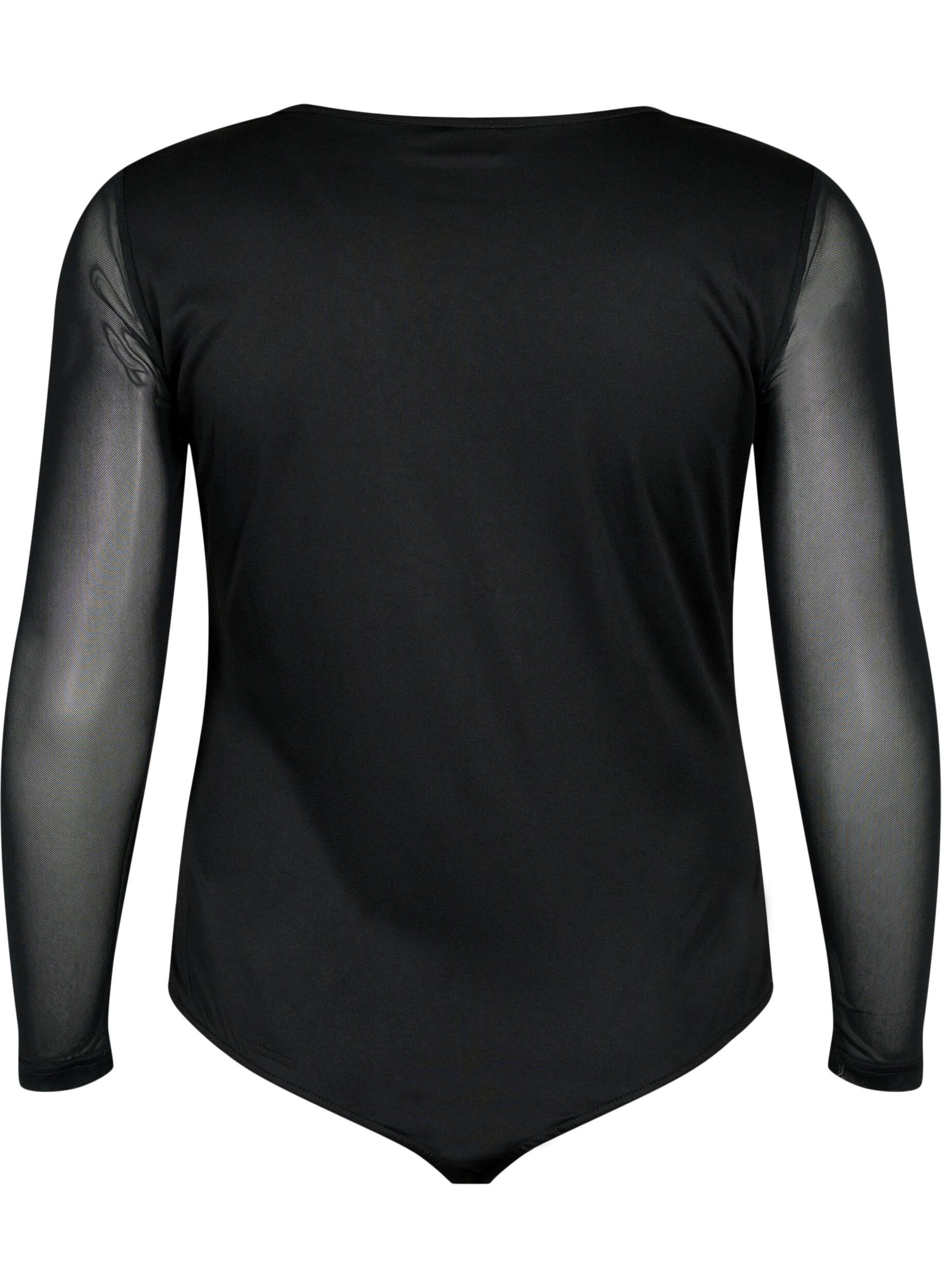 ZizziBodystocking met kant en gaas, Black, Packshot image number 1