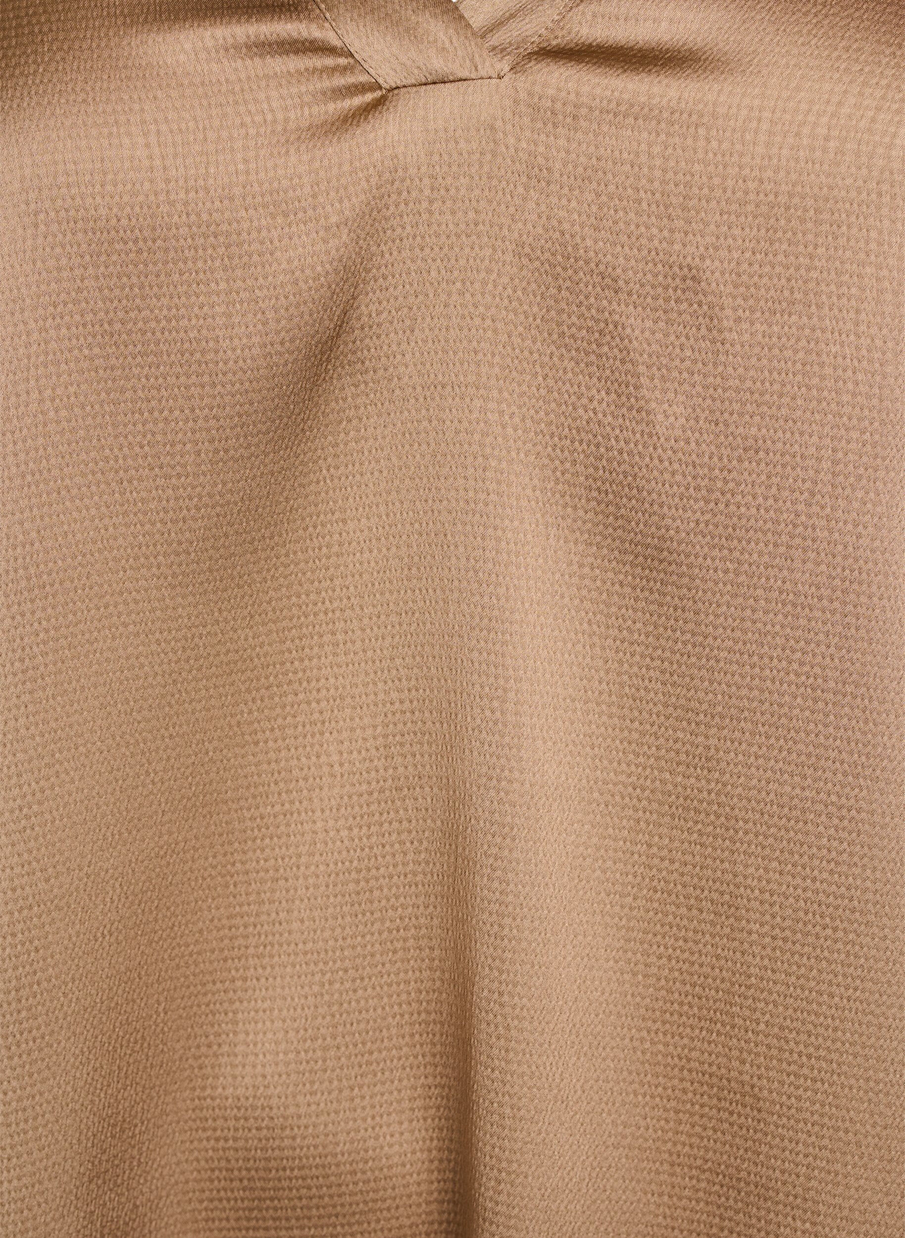 ZizziBlouse met satinlook, 1/2-mouwen en rucheskraag, Bruin, Packshot image number 2