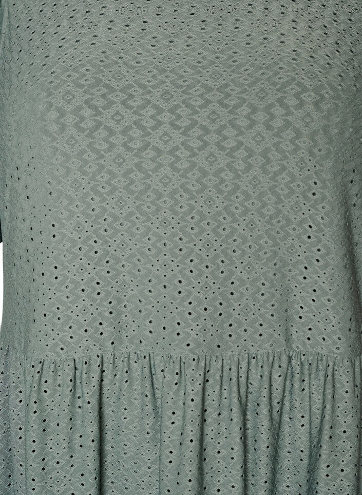 Korte jurk met kantpatroon en gelaagde rok, Groen, Packshot image number 2