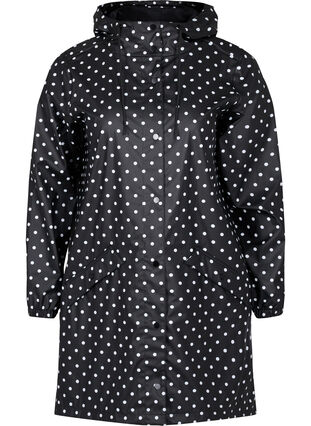 Veste de pluie à pois avec capuche, Black W/White Dot, Packshot image number 0