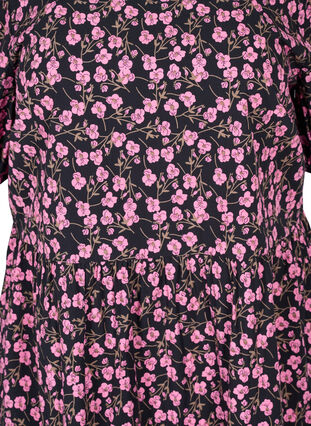 Gebloemde katoenen jurk met pofmouwtjes, Flower AOP, Packshot image number 2