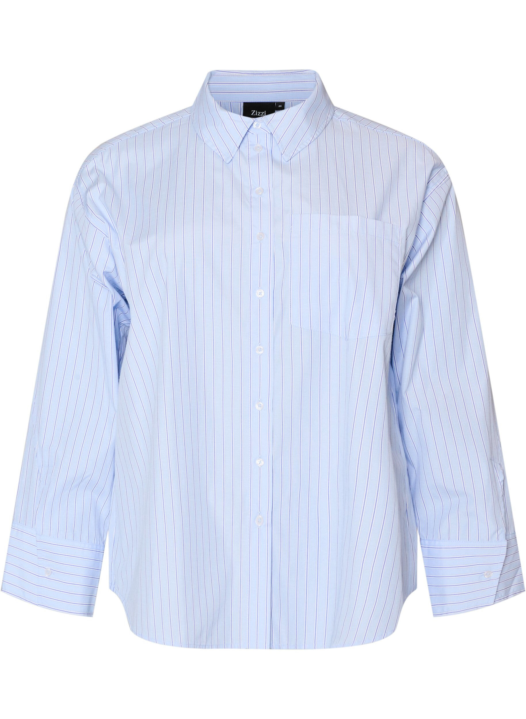ZizziGestreept shirt met wijde manchetten, Blauw, Packshot image number 0