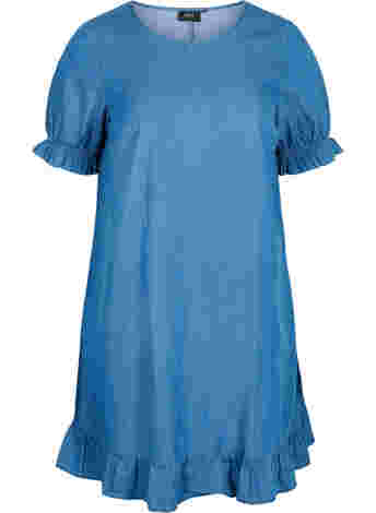 Denim jurk in katoen met korte mouwen