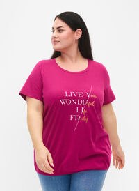 T-shirt en coton à manches courtes avec bord élastique, Festival F W. Live, Model