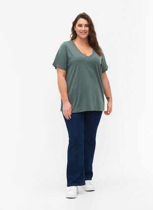 FLASH - T-shirt avec col en V, Balsam Green, Model image number 2