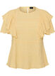 Blouse avec texture smock&eacute;e et manches &agrave; volants, Jaune clair, Packshot image number 0