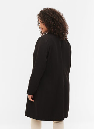 Manteau long avec fermeture à boutons, Black, Model image number 1