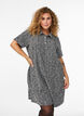 Korte jurk in gestructureerde jersey met een grafisch ruitpatroon, Vanille, Model image number 0