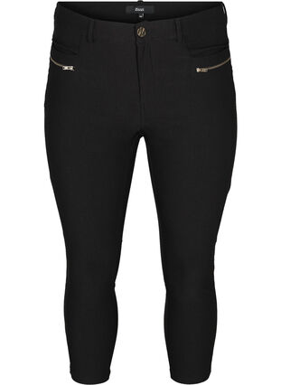 Pantalon 3/4 près du corps avec fermetures éclairs, Black, Packshot image number 0