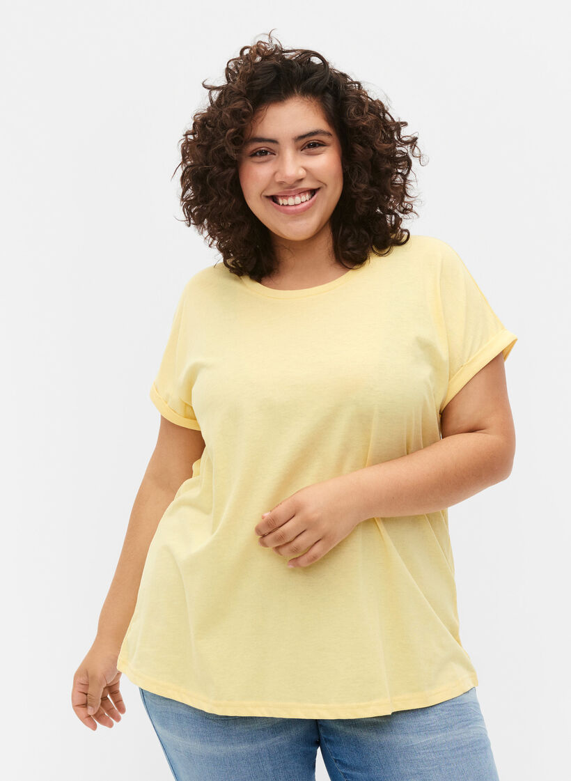 T-shirt à manches courtes en coton mélangé, Popcorn, Model image number 0