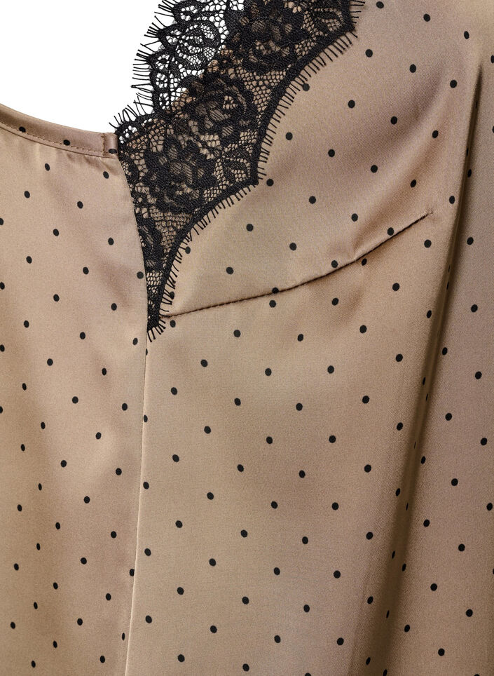 Top &agrave; fines bretelles avec dentelle et ourlet asym&eacute;trique, Beige, Packshot image number 3