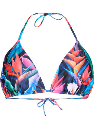 Soutien-gorge de bikini triangle avec imprimé, Bright Leaf, Packshot image number 0