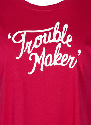 Katoenen t-shirt met korte mouwen en print, Cerise w. Trouble , Packshot image number 2