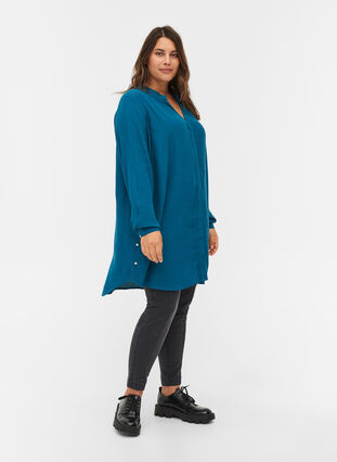 Viscose tuniek met parels, Moroccan Blue, Model image number 3