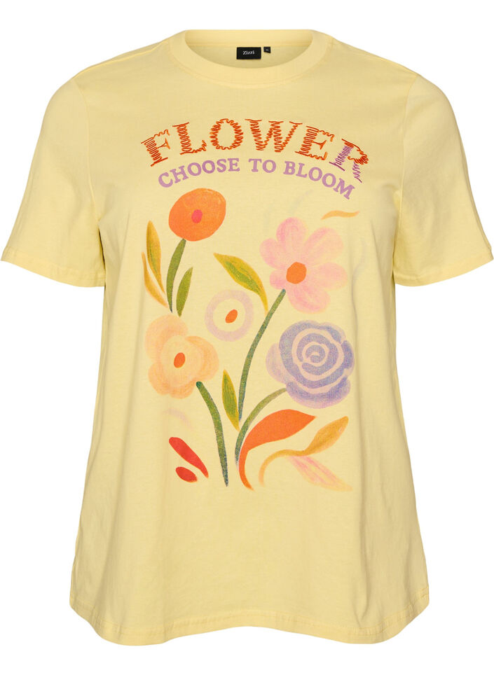 T-shirt en coton avec imprim&eacute;, Jaune clair, Packshot image number 0