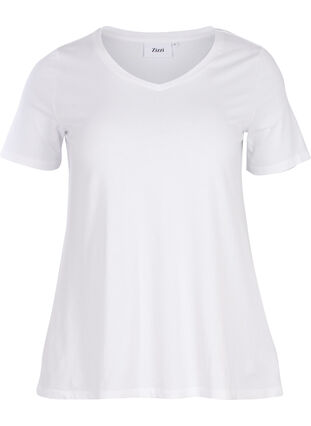 T-shirt en coton uni basique, Bright White, Packshot image number 0