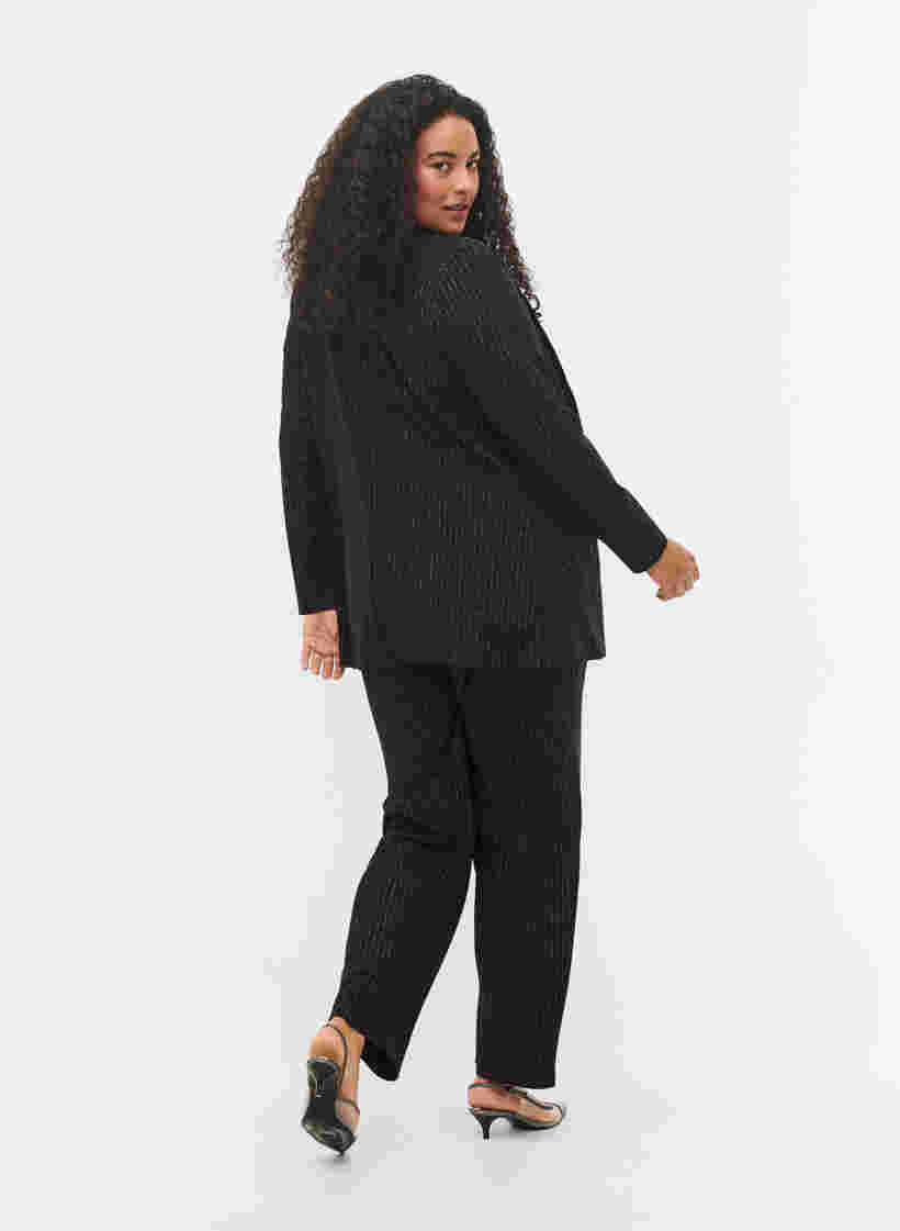Pantalon à jambes larges en lurex, Black w. Lurex, Model image number 1