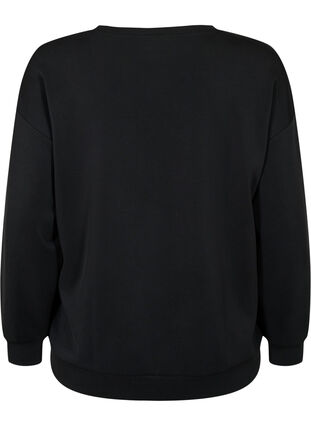 Sweat-shirt avec impression de texte, Black, Packshot image number 1