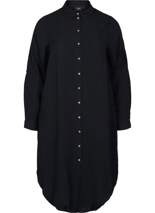 Robe chemise longue en viscose, Black, Packshot image number 0