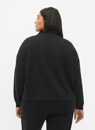 Sweatshirt van modalmix met hoge hals, Black, Model image number 1
