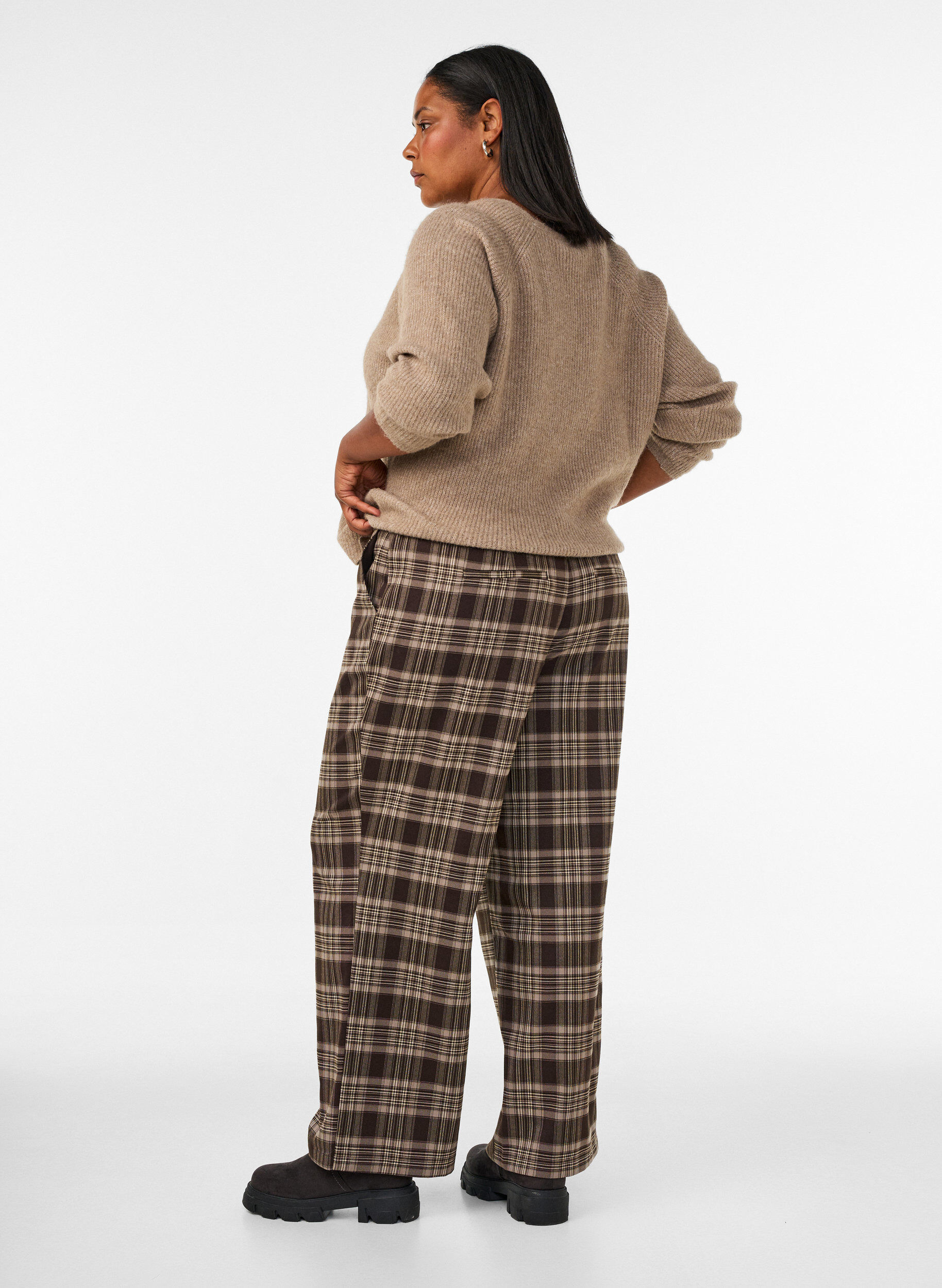 ZizziGecrochte broek met wijde pijpen, Bruin, Model image number 1