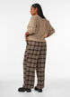 Pantalon &agrave; carreaux &agrave; jambes amples, Marron, Model image number 1