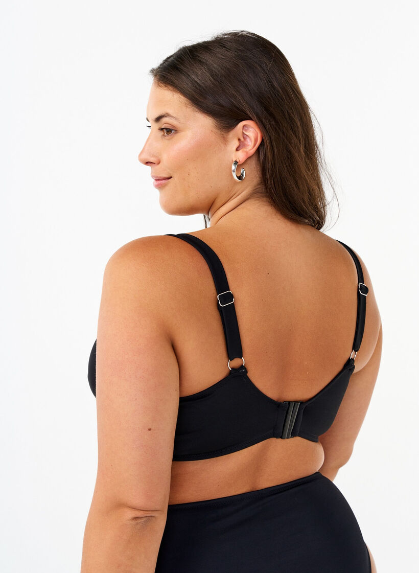 Soutien-gorge de bikini à armatures avec drapé, Noir, Model image number 1