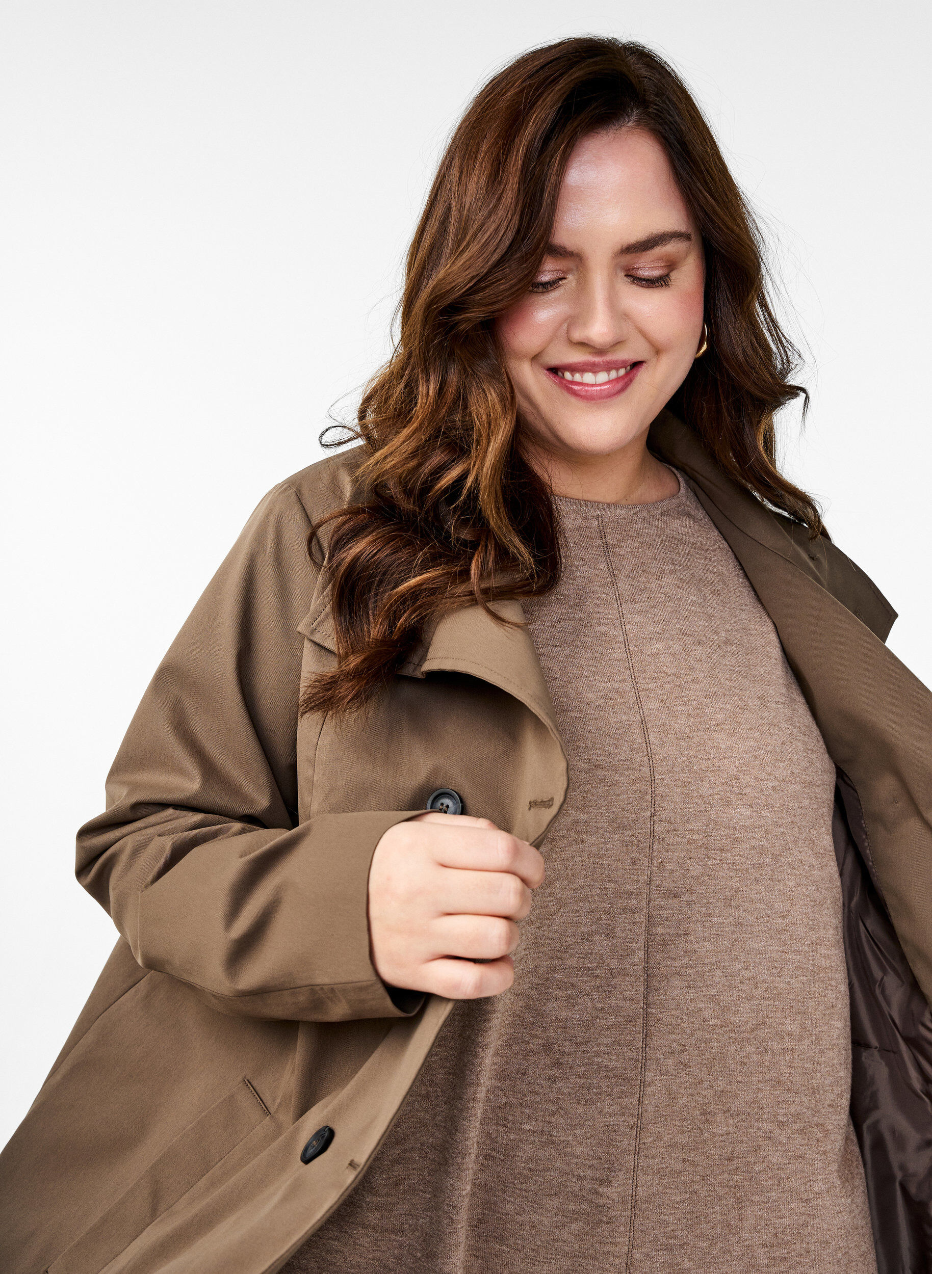 ZizziWaterafstotende lentejas met een A-lijnsnit, Bruin, Image image number 0